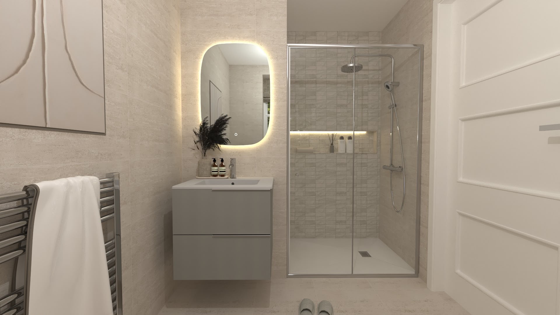 Gate Inn Mews shower room with vanity unit and LED mirror