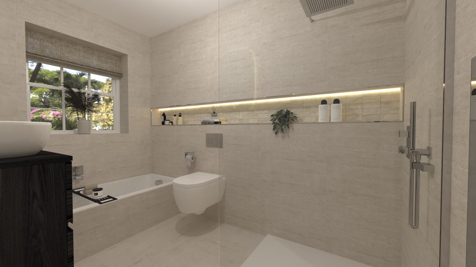 Gate Inn Mews family bathroom with bath and walk-in shower